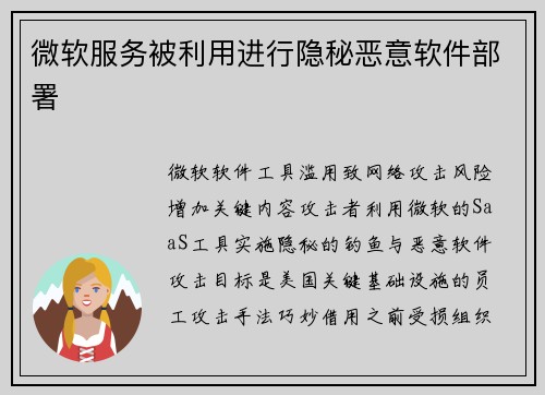 微软服务被利用进行隐秘恶意软件部署 微软服务被利用进行隐秘恶意软件部署